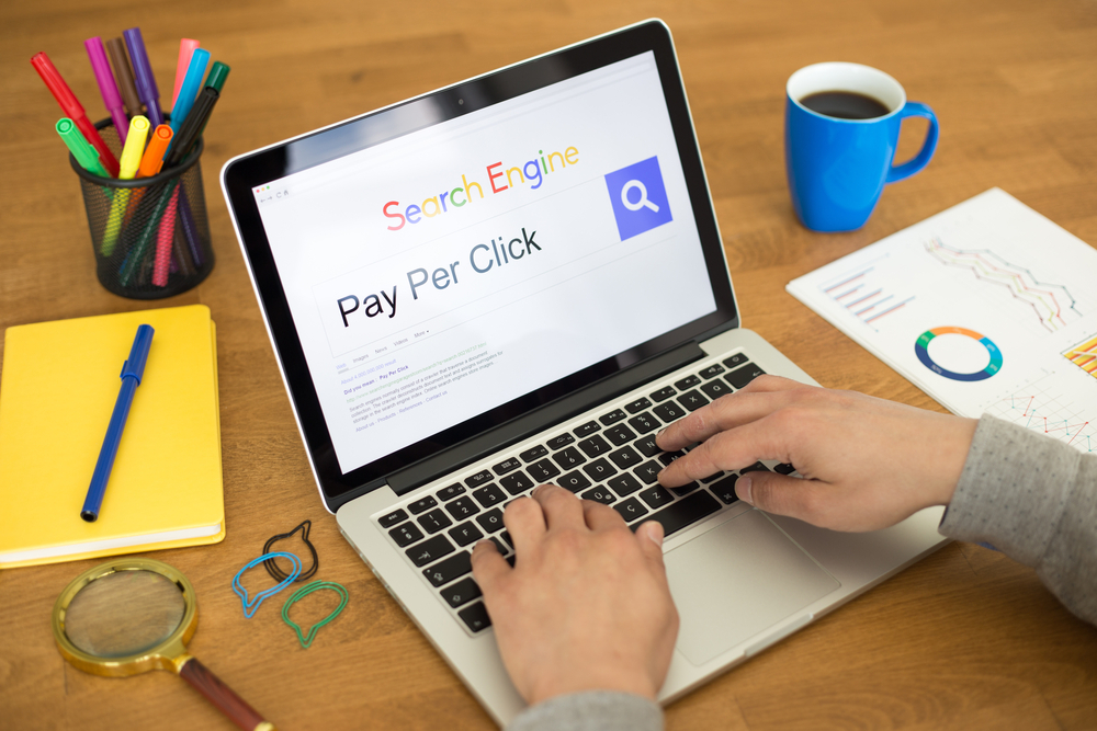 Pay Per Click marketing on laptop.