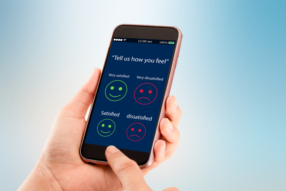 Customer satisfaction questionnaire on mobile device.