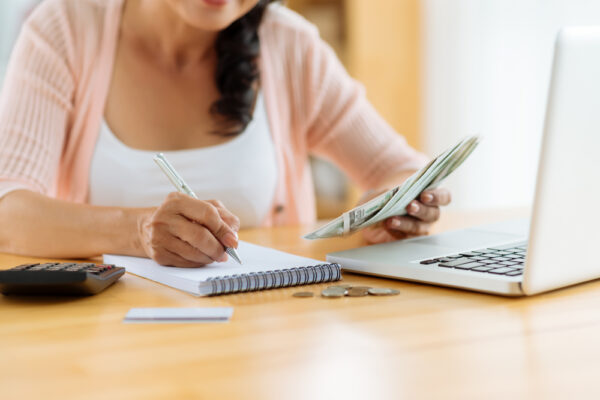 Woman planning her finances.