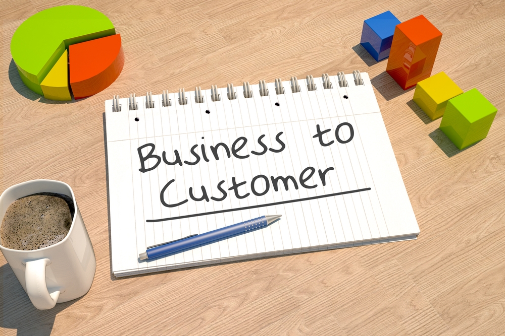 Business to customer written in notebook