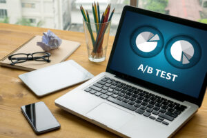 Laptop displaying A/B testing