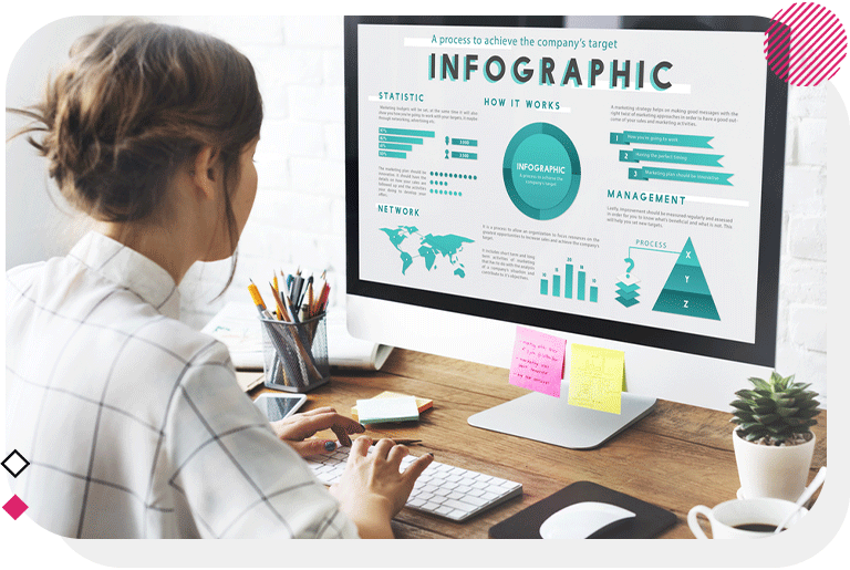 female designer working on an infographic