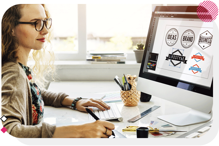 Female designer working on logo