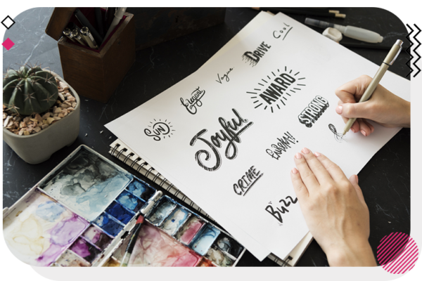 Designer drawing typography
