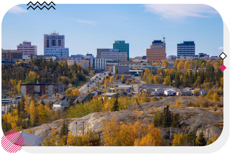 View of city buildings in the Northwest Territories